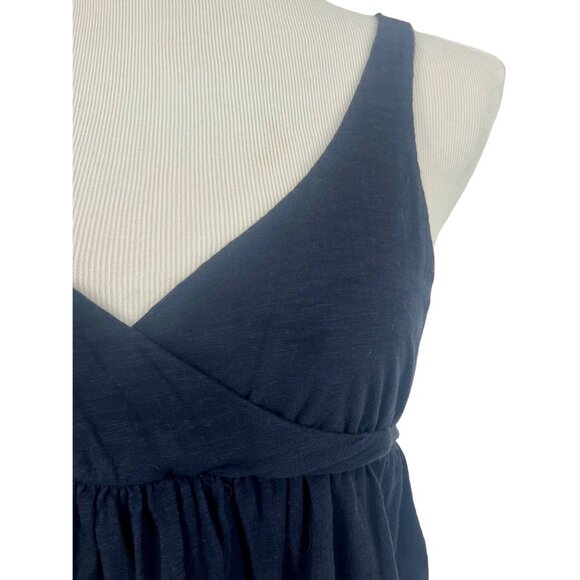 J. Crew Women's Navy Blue Sleeveless Tie Around Faux Wrap Babydoll Top - Picture 2 of 8